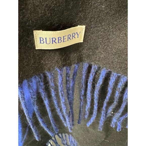 $1450 NWT BURBERRY PRORSUM Blue Luxurious Reversible Pure Cashmere Large Shawl - Picture 14 of 16